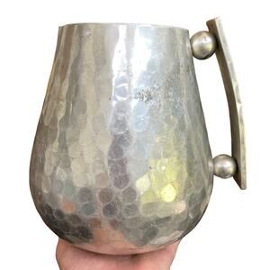 Vintage Buenilum Hammered Aluminum Pitcher MCM Hand Wrought Water Jug READ
